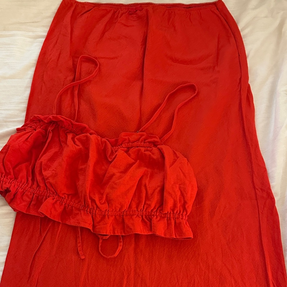 Wild Fable Vibrant Red Skirt Set